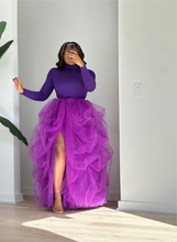 Load image into Gallery viewer, Purple Hi Slit Turtleneck Skirt Set