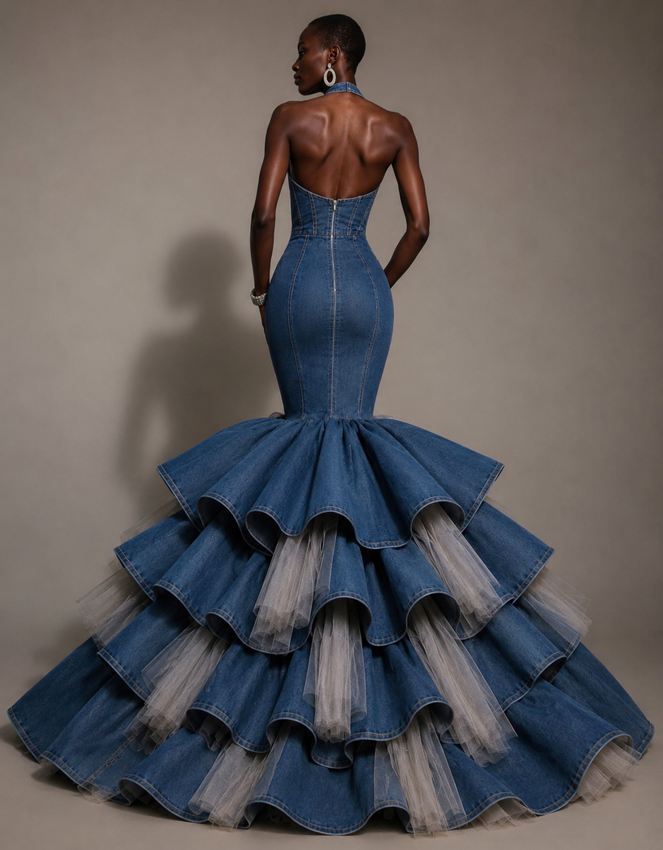 Denim Dynasty Couture Mermaid Gown