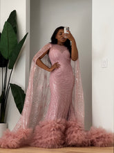 Load image into Gallery viewer, Sequins Veined Cape Tulle Dress