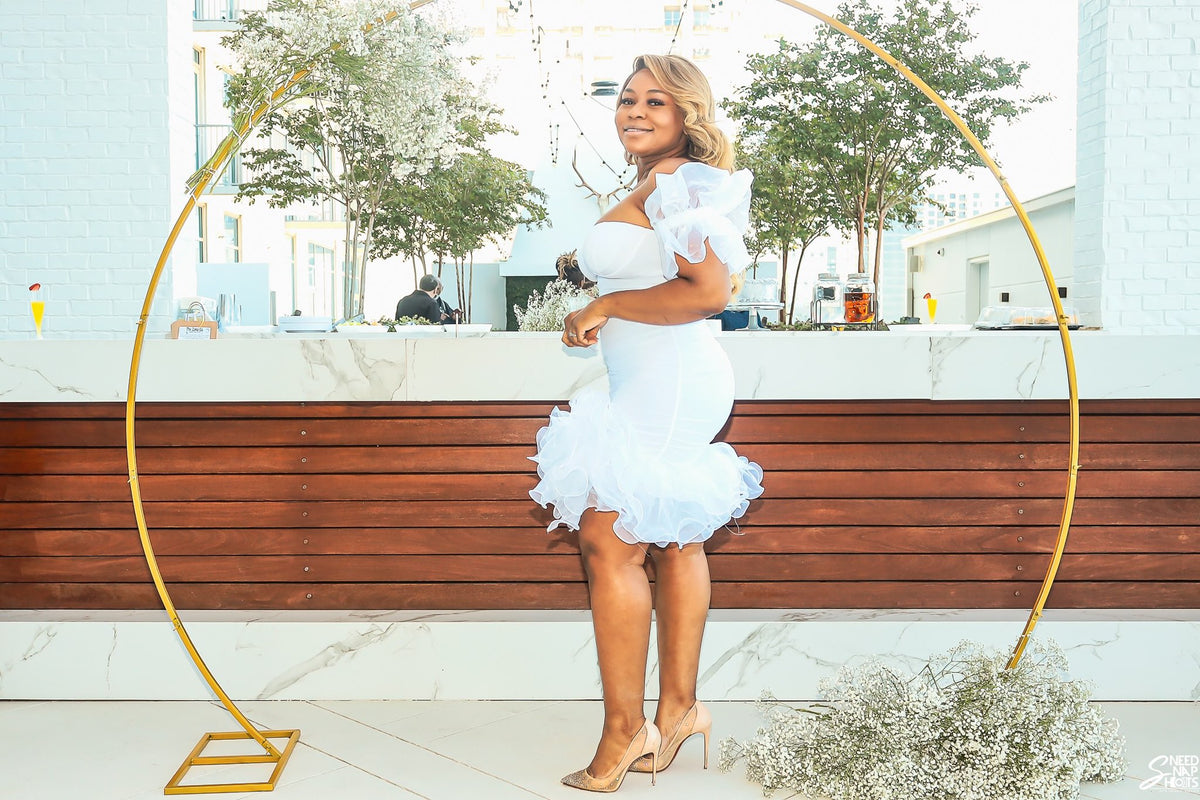 Oyemwen White Tulle Overlay Mini Dress main image 1