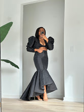 Load image into Gallery viewer, Black mermaid Tafetta skirt set