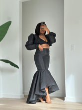 Load image into Gallery viewer, Black mermaid Tafetta skirt set