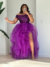 Load image into Gallery viewer, Purple Hi Slit Sequins Skirt Set