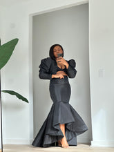Load image into Gallery viewer, Black mermaid Tafetta skirt set
