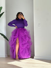 Load image into Gallery viewer, Purple Hi Slit Turtleneck Skirt Set