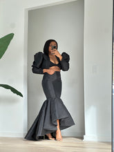 Load image into Gallery viewer, Black mermaid Tafetta skirt set