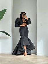 Load image into Gallery viewer, Black mermaid Tafetta skirt set