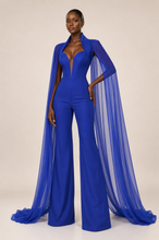 Load image into Gallery viewer, The Royal Bluff Organza Cape Jumpsuit