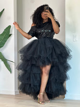 Load image into Gallery viewer, Black Sequins Hi-Low Orchid Skirt Set