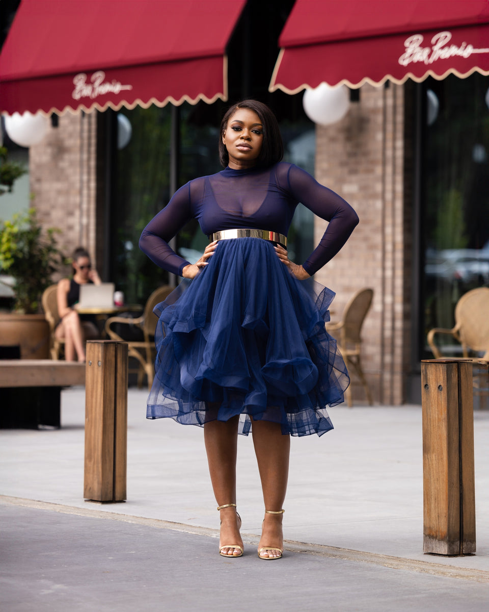 blue skirt dress Fall Navy Set 2XL Color:Ivory Lining 100% Polyester Elegant One Shoulder Sleeveless sku_349064