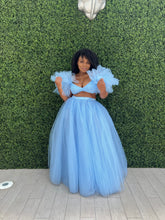 Load image into Gallery viewer, Front view showing the structured top and long skirt of the Sky High Skirt Set.