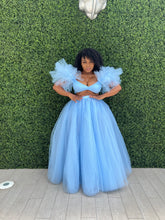 Load image into Gallery viewer, Side view showing the volume and 45-inch length of the Sky High skirt.