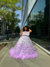 Load image into Gallery viewer, Spring Lavender Tulle Dress with a Train