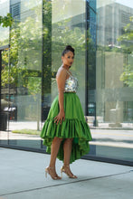 Load image into Gallery viewer, Green and Silver Asymmetric Skirt Set