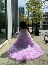 Load image into Gallery viewer, Spring Lavender Tulle Dress with a Train