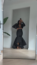 Load and play video in Gallery viewer, Black mermaid Tafetta skirt set