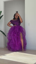 Load and play video in Gallery viewer, Purple Hi Slit Sequins Skirt Set