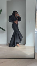 Load and play video in Gallery viewer, Black mermaid Tafetta skirt set