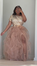 Load and play video in Gallery viewer, Nude Hi Slit Sequins Skirt Set