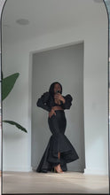 Load and play video in Gallery viewer, Black mermaid Tafetta skirt set