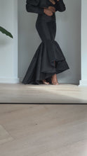 Load and play video in Gallery viewer, Black mermaid Tafetta skirt set