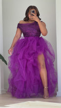 Load and play video in Gallery viewer, Purple Hi Slit Sequins Skirt Set