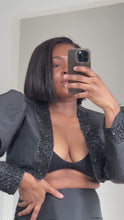 Load and play video in Gallery viewer, Black mermaid Tafetta skirt set
