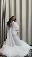 Load and play video in Gallery viewer, Sequins Veined Tulle Dress in White