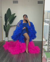 Load and play video in Gallery viewer, Custom Mix Color Tulle Robe with a Train
