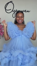 Load and play video in Gallery viewer, Custom Made Tulle Strap Dress in Blue