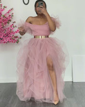 Load and play video in Gallery viewer, Custom made Mauve tulle sleeve skirt set