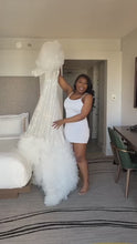 Load and play video in Gallery viewer, Sequins Veined Tulle Dress in White