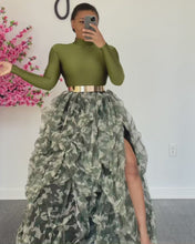 Load and play video in Gallery viewer, Custom made Camouflage print Hi slit skirt set