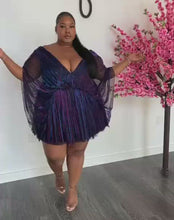 Load and play video in Gallery viewer, Holiday Mini Dress Purple/Blue