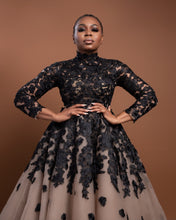 Load image into Gallery viewer, Nude Lace Mockneck Dress