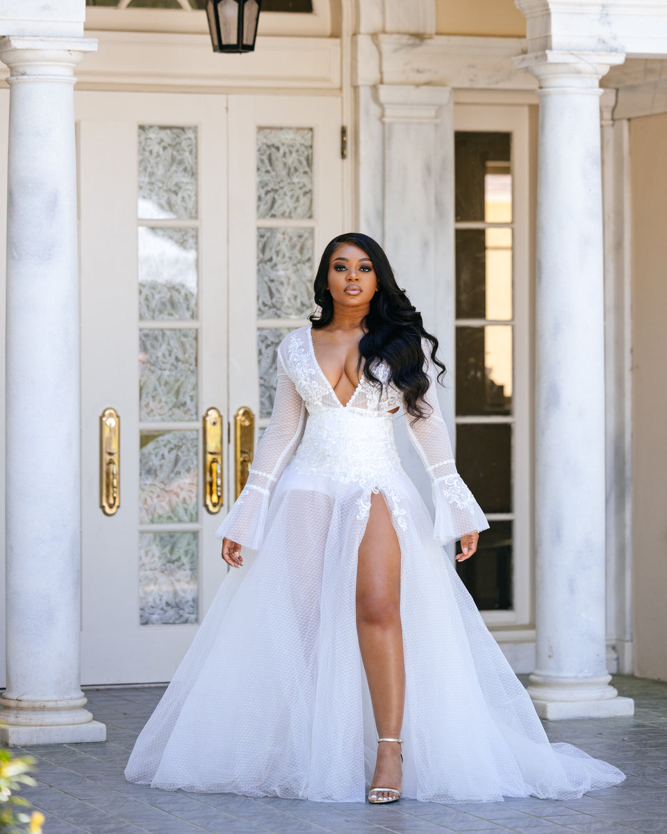 Custom White Lace Sheer Dress