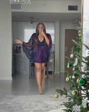 Load and play video in Gallery viewer, Holiday Mini Dress Purple/Blue
