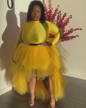 Load and play video in Gallery viewer, Golden Yellow orchid turtleneck skirt set