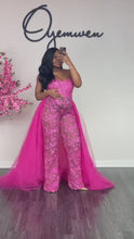 Load and play video in Gallery viewer, Custom made Lace Overlay Jumpsuit