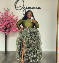 Load image into Gallery viewer, Custom made Camouflage print Hi slit skirt set