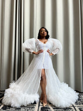Load image into Gallery viewer, Sequins Veined Tulle Dress in White
