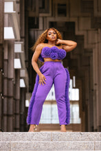 Load image into Gallery viewer, Spring is here Purple Rosette Pant Set
