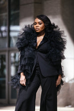 Load image into Gallery viewer, Business in front, Party in the back Black Tulle Power Suit