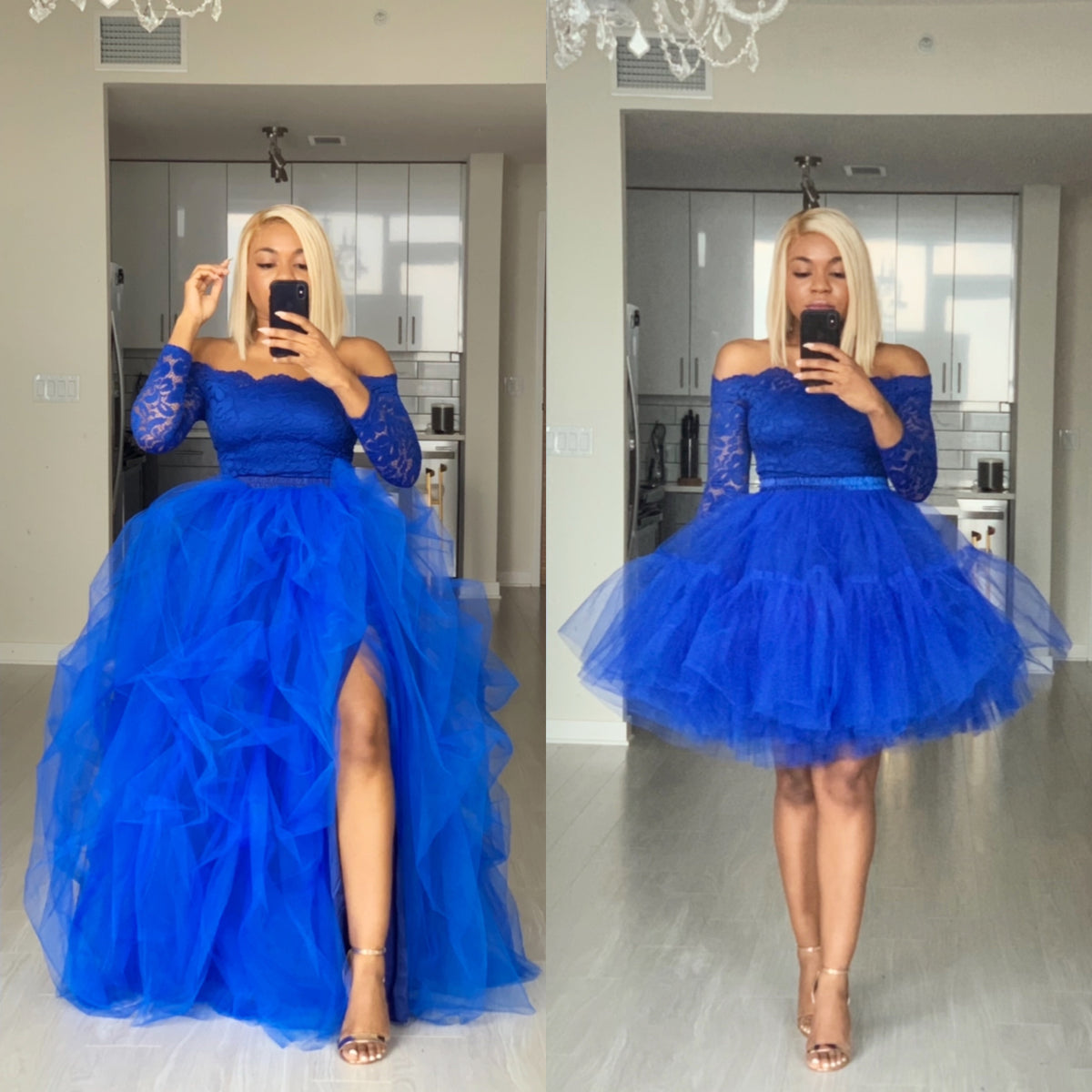 Royal blue a discount line skirt outfit