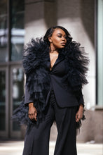 Load image into Gallery viewer, Business in front, Party in the back Black Tulle Power Suit