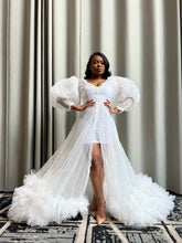Load image into Gallery viewer, Sequins Veined Tulle Dress in White