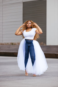 Spring is here Tulle overlay Denim pants