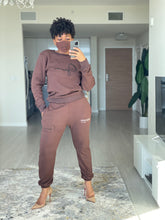 Load image into Gallery viewer, Chocolate Crew Neck Luxe Leisure Sweat Set