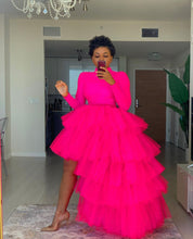 Load image into Gallery viewer, Hot pink orchid turtleneck skirt set