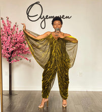 Load image into Gallery viewer, Forbidden Garden Draped Jumpsuit in Gold